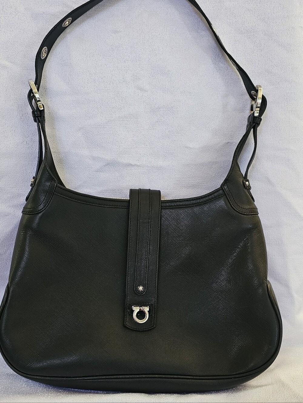 Salvatore Ferragamo Gancini Black Shoulder Bag